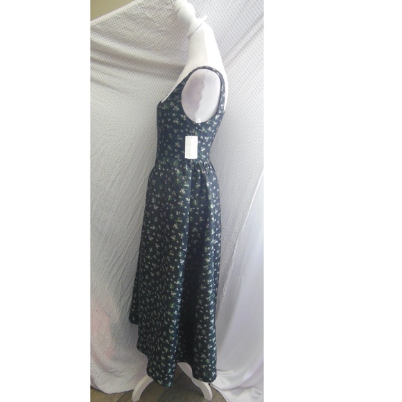 NEW LULUS Black CELINE Floral CORSET Square Neck COCKTAIL Midi DRESS S - Picture 9 of 16